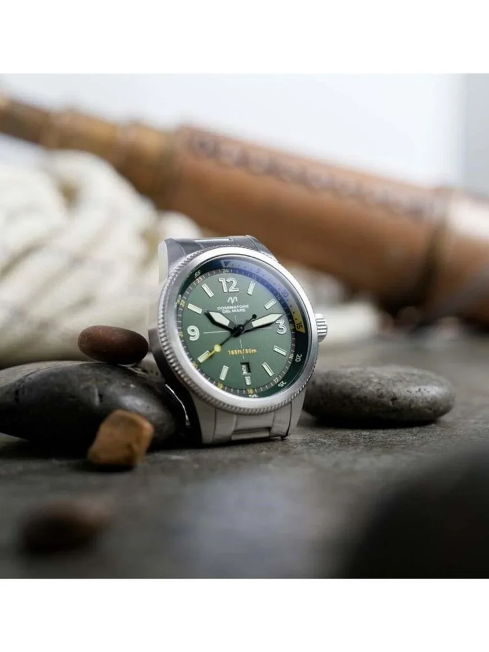 NWT Dominatore Del Mare Aviatore Quartz Green Dial Men's Watch